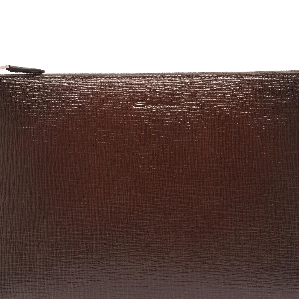 Santoni Pouch in pelle stampata testa di moro In Linea