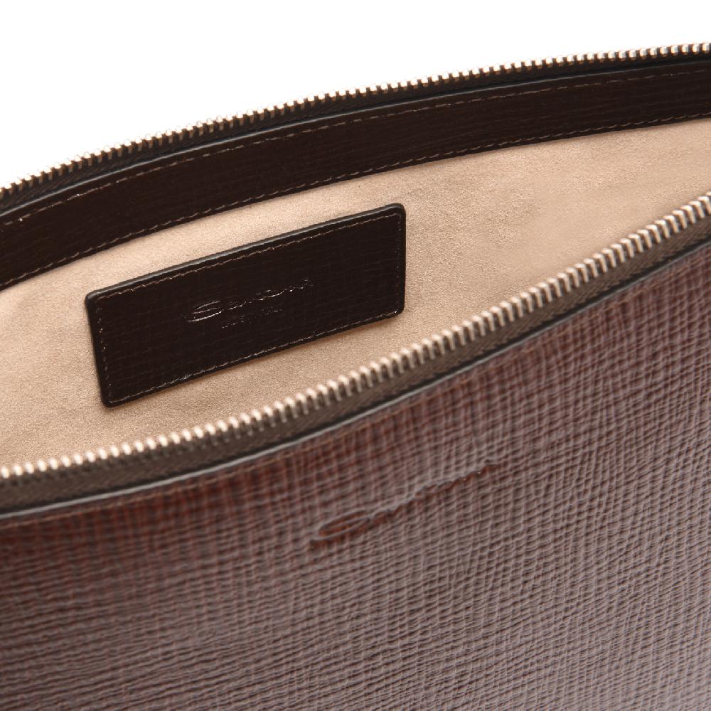 Santoni Pouch in pelle stampata testa di moro In Linea