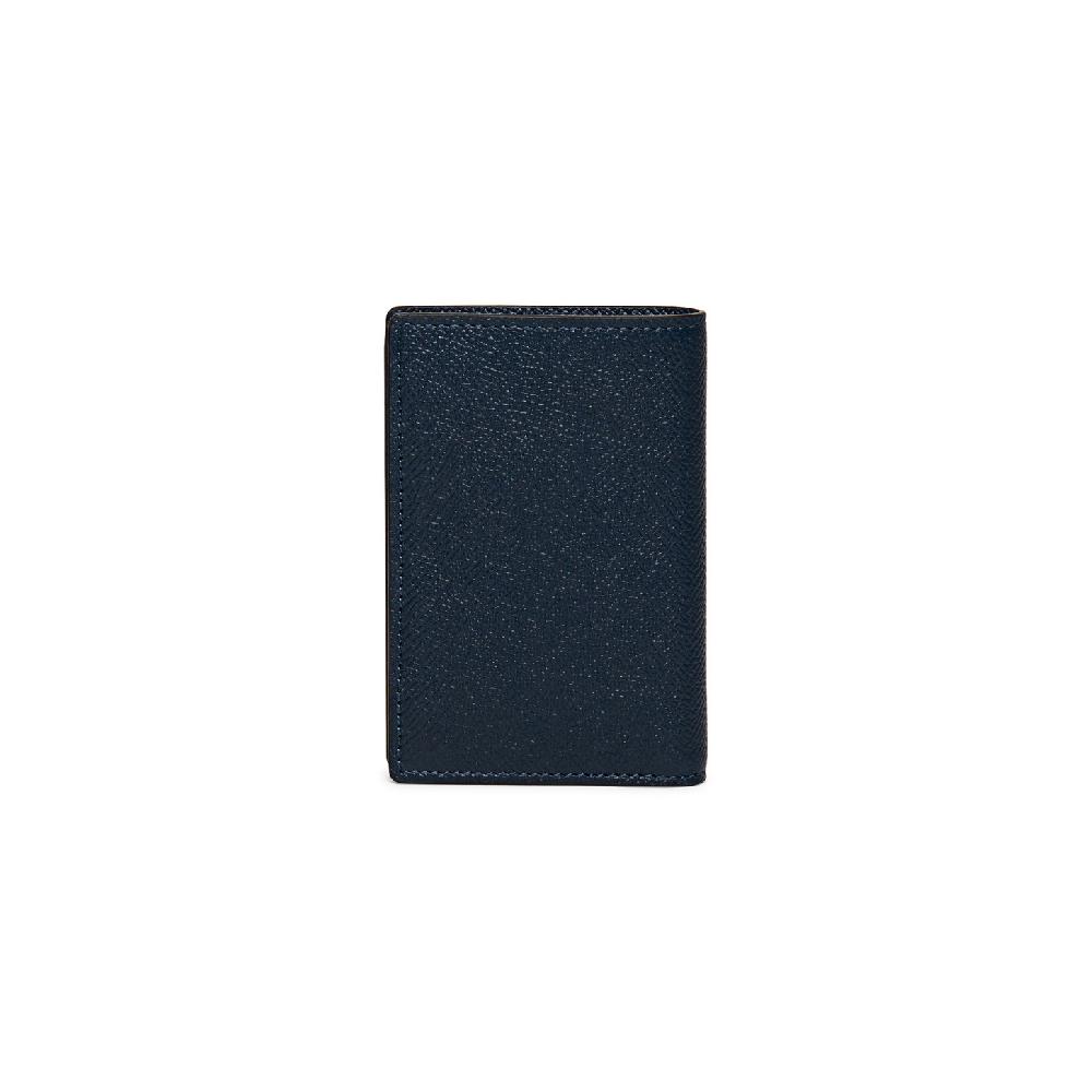 Santoni Portafoglio verticale in saffiano blu Nuovo