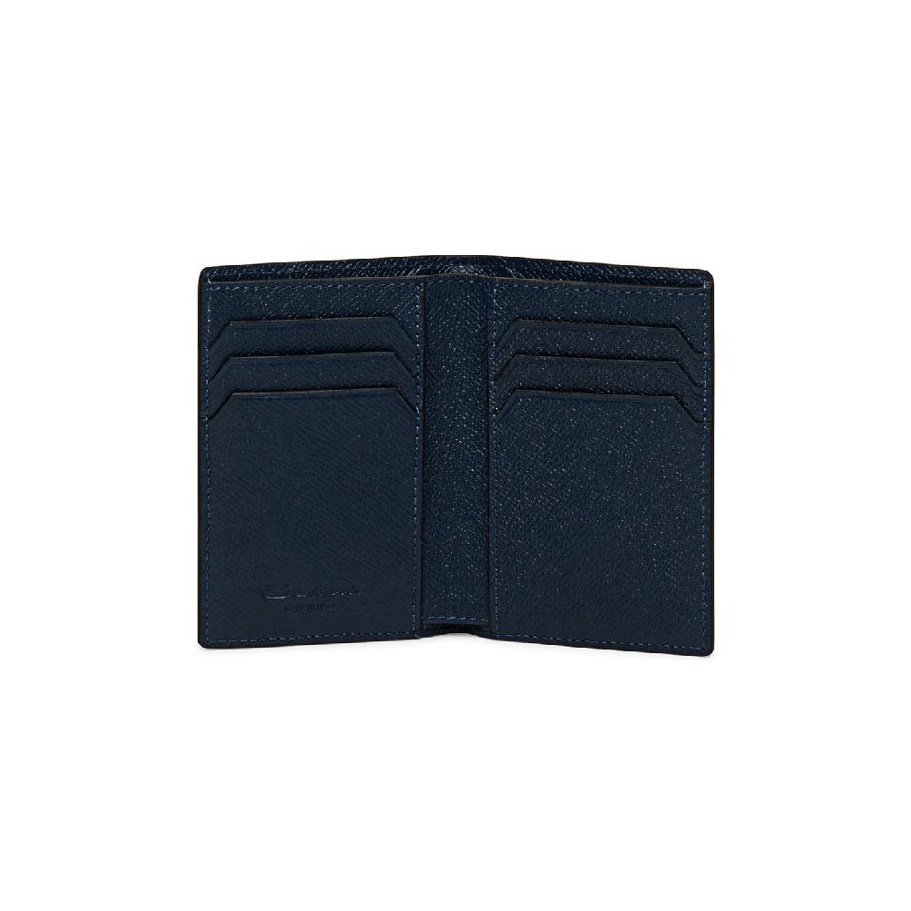 Santoni Portafoglio verticale in saffiano blu Nuovo