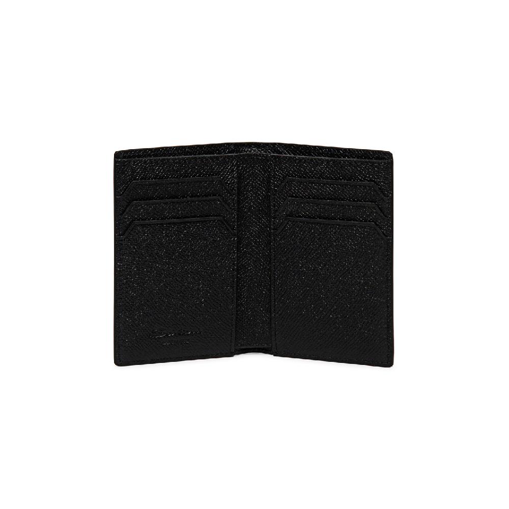 Santoni Portafoglio verticale in saffiano nero Vendita
