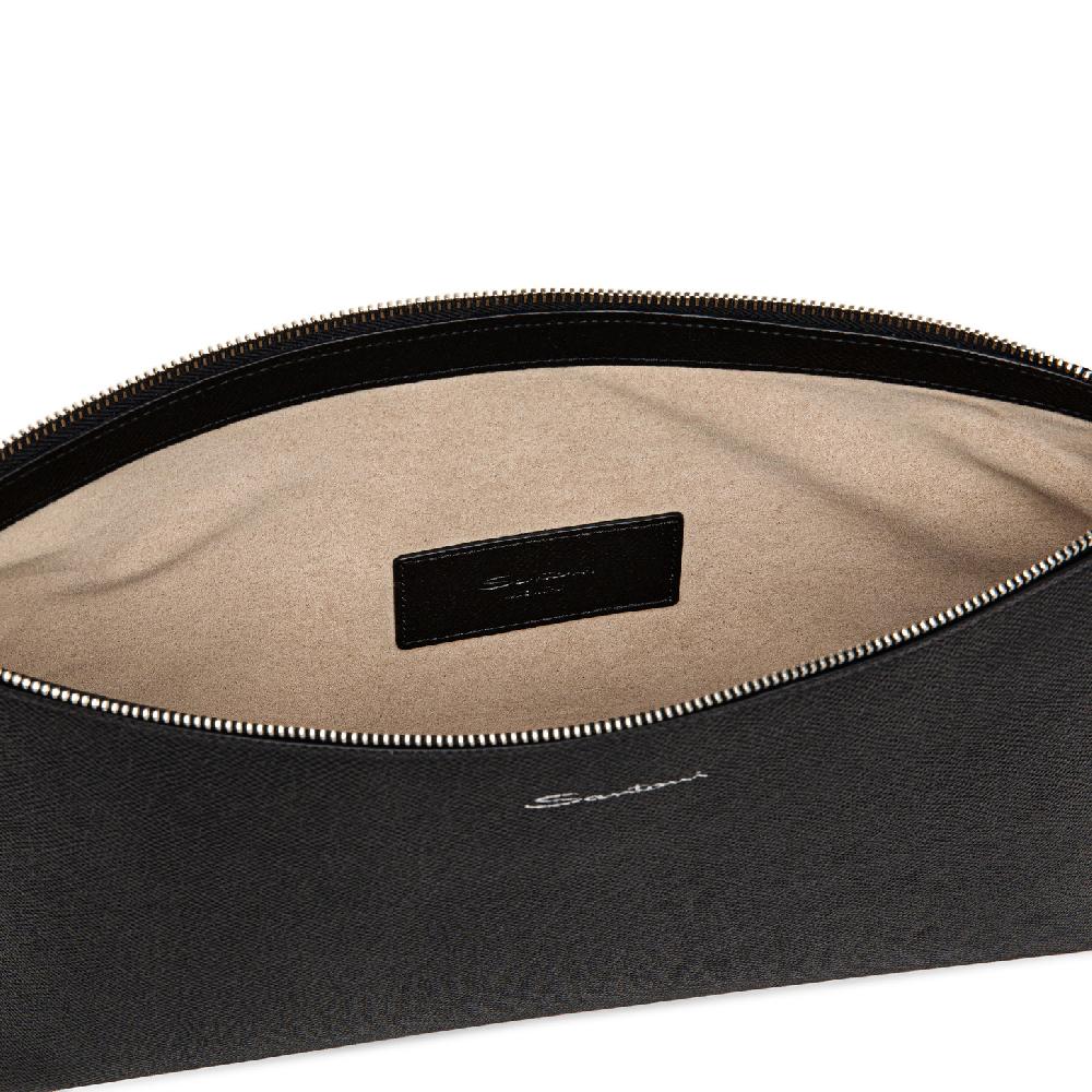 Santoni Pouch in saffiano nero Soddisfazione Garantita