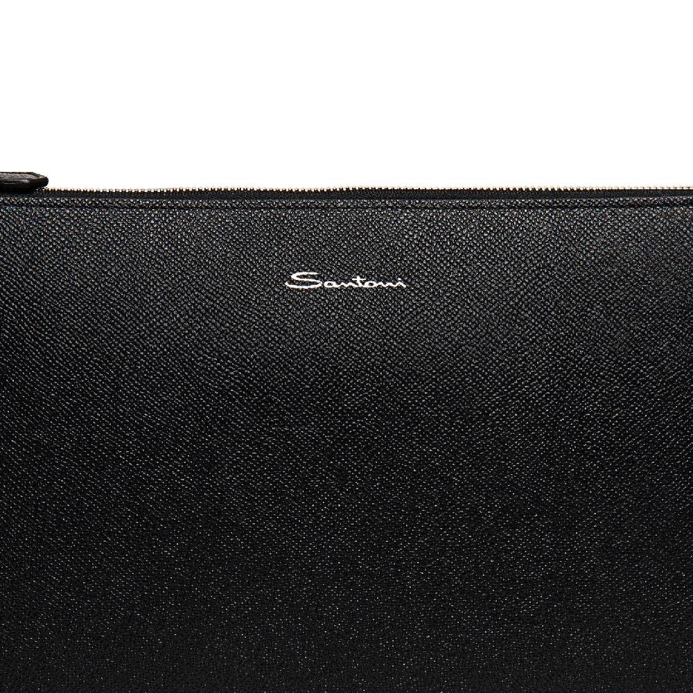 Santoni Pouch in saffiano nero Soddisfazione Garantita