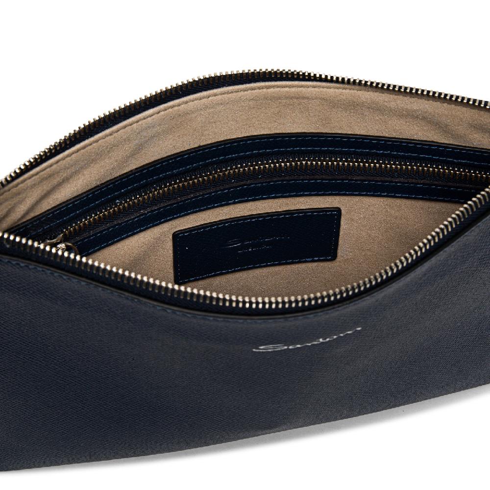 Santoni Pouch in saffiano blu Negozi Online