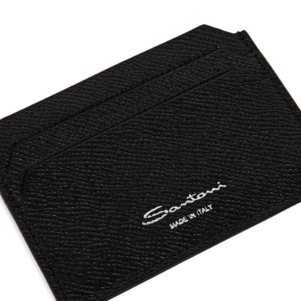 Santoni Porta carte di credito in saffiano nero Acquista Ora