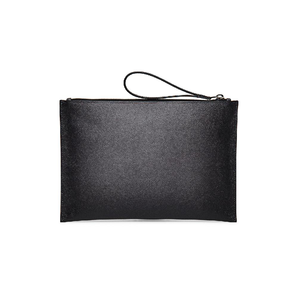 Santoni Pouch in saffiano grigio Consegna Veloce