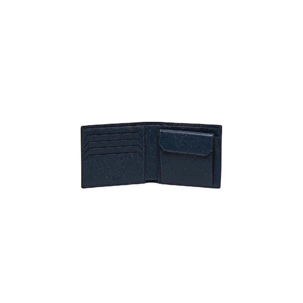 Santoni Portafoglio con porta monete in saffiano blu Fino Al -60%