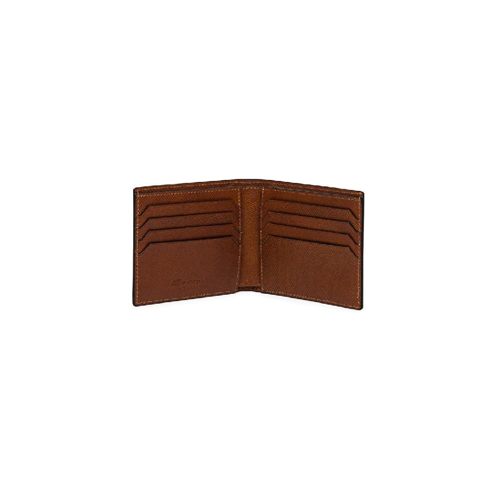 Santoni Portafoglio in saffiano marrone Shopping Online