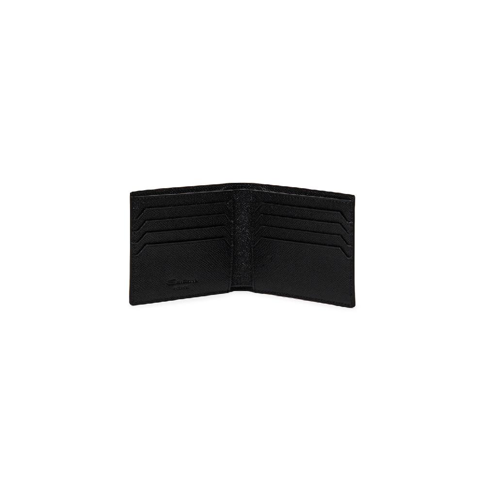Santoni Portafoglio in saffiano nero Prezzo Ridotto