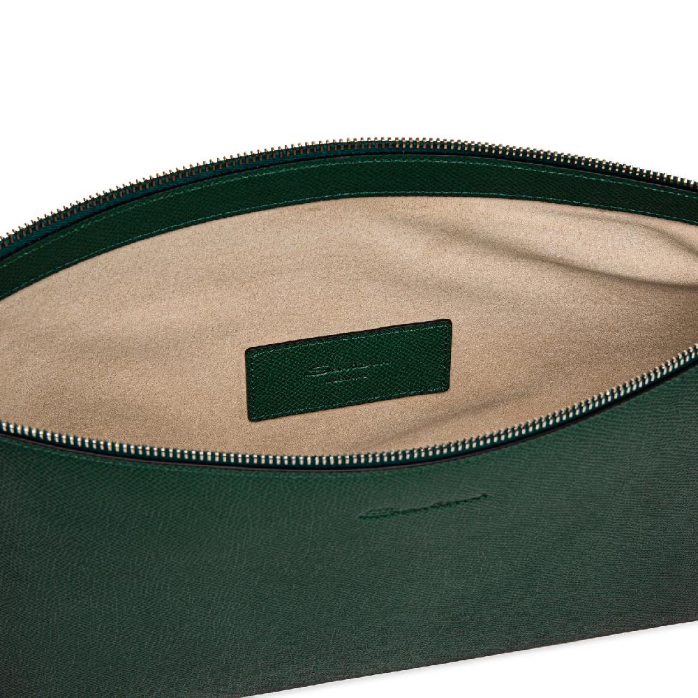 Santoni Pouch in saffiano verde Sconti questo mese