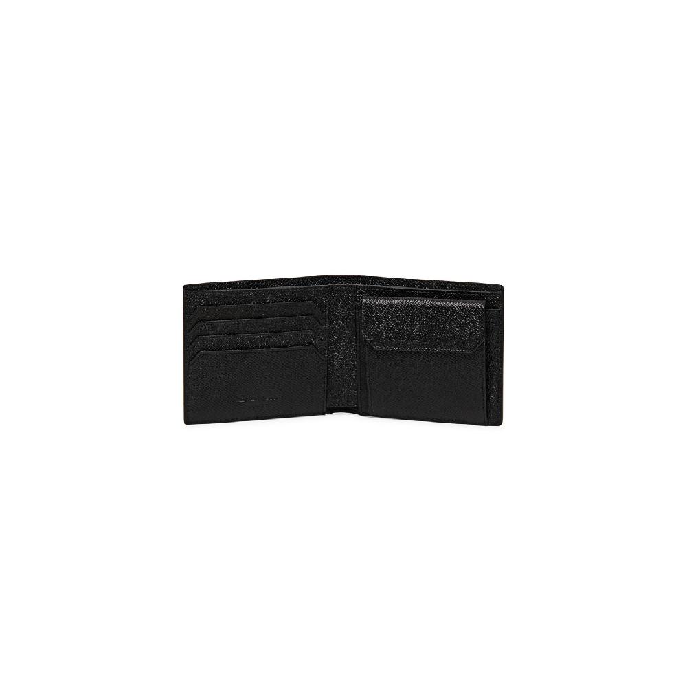 Santoni Portafoglio con porta monete in saffiano nero Convenienza
