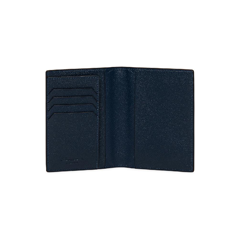 Santoni Custodia per passaporto in saffiano blu Presa