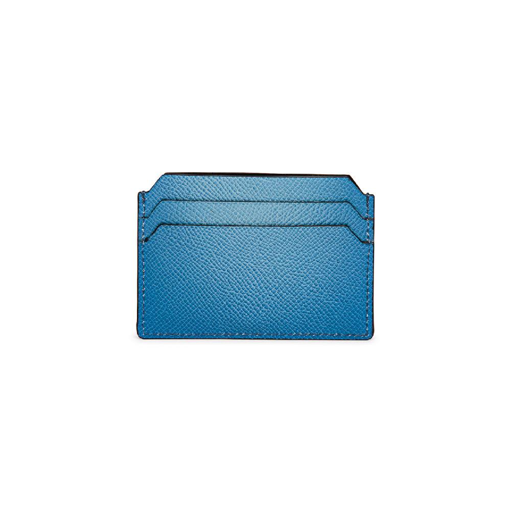 Santoni Porta carte di credito in saffiano azzurro Offerta