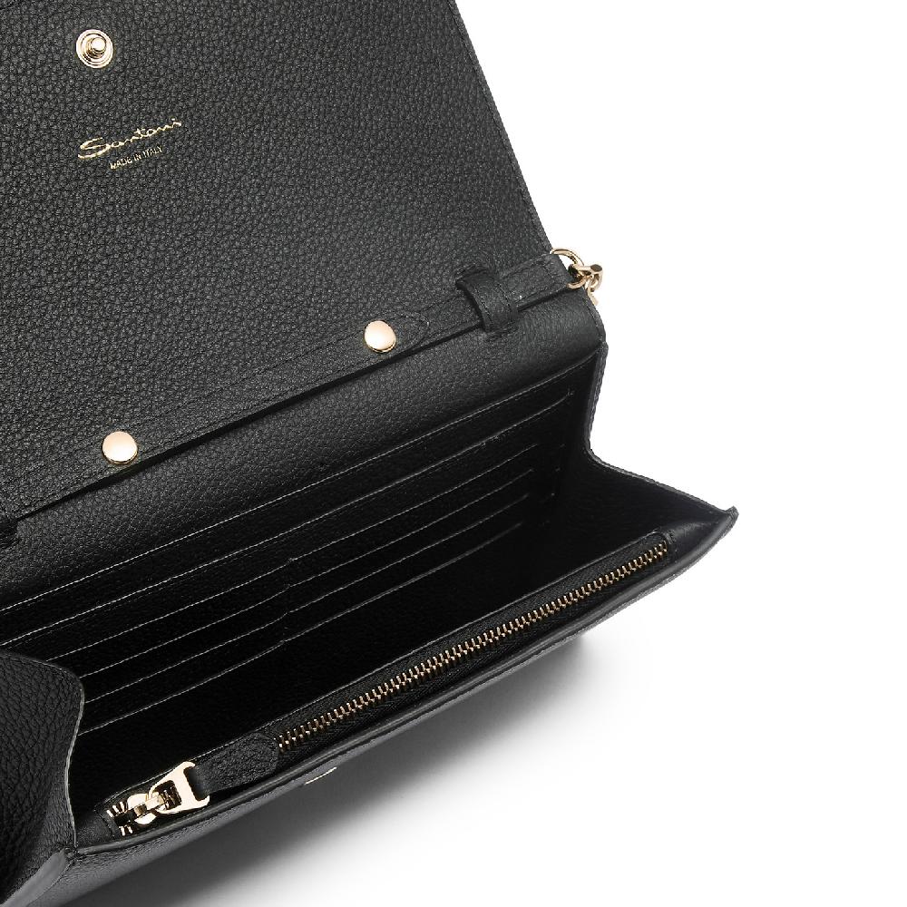 Santoni Borsa a tracolla in pelle nera Outlet