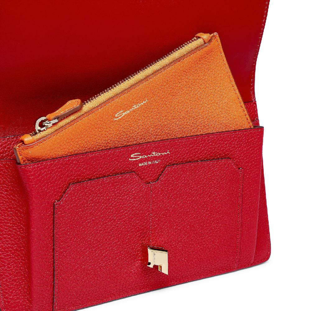 Santoni Porta documenti in pelle rossa In Vendita