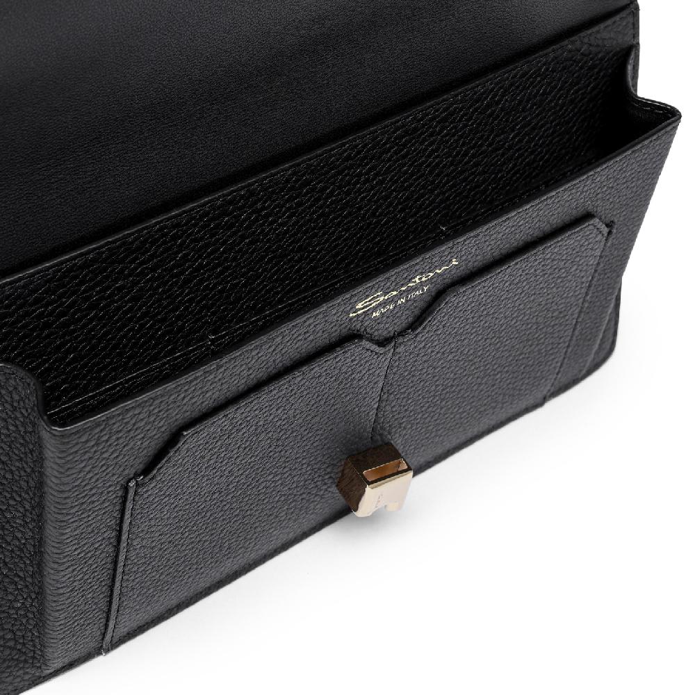 Santoni Porta documenti in pelle nera Saldi