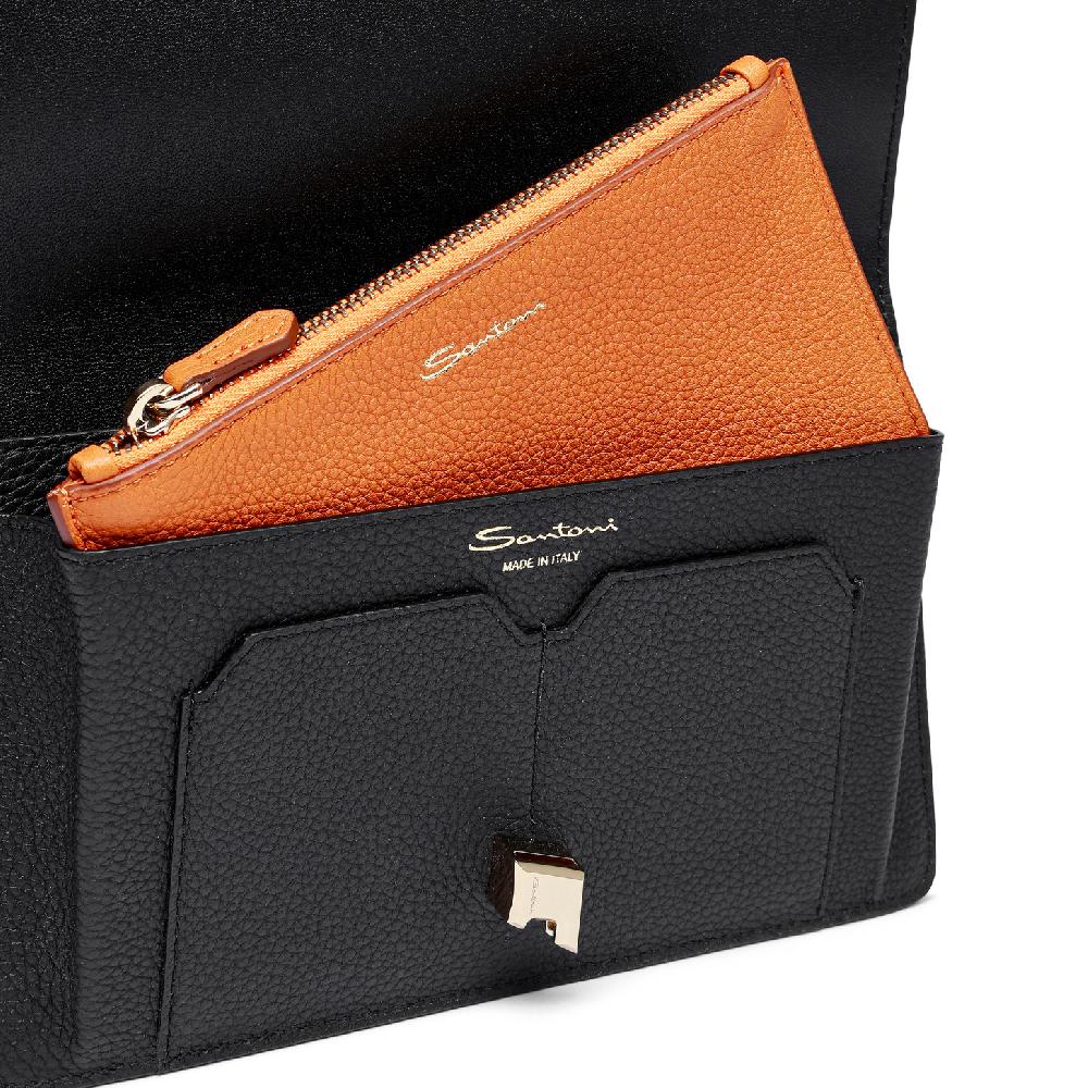 Santoni Porta documenti in pelle nera Saldi