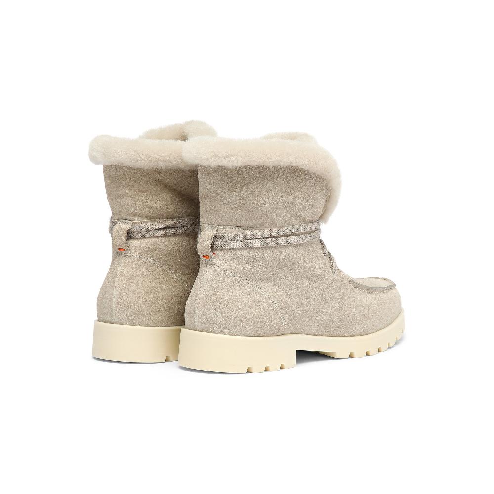 Santoni Stivaletto con pelliccia da donna in suede beige Vendita Economica