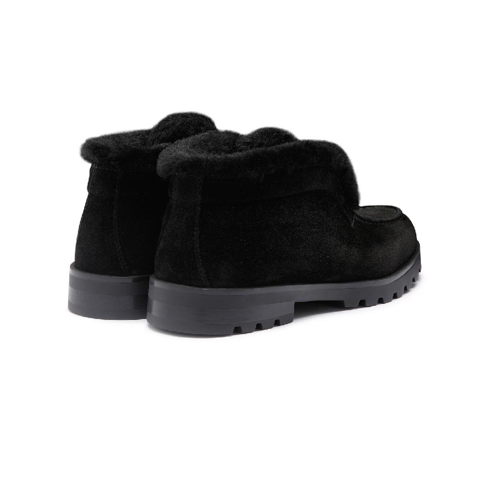 Santoni Stivaletto desert con pelliccia da donna in suede nero Vendite Flash