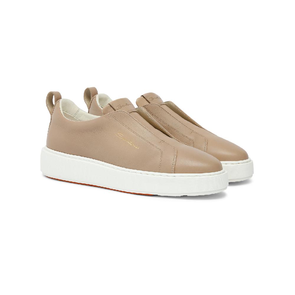 Santoni Sneaker slip-on da donna in pelle rosa Nuova