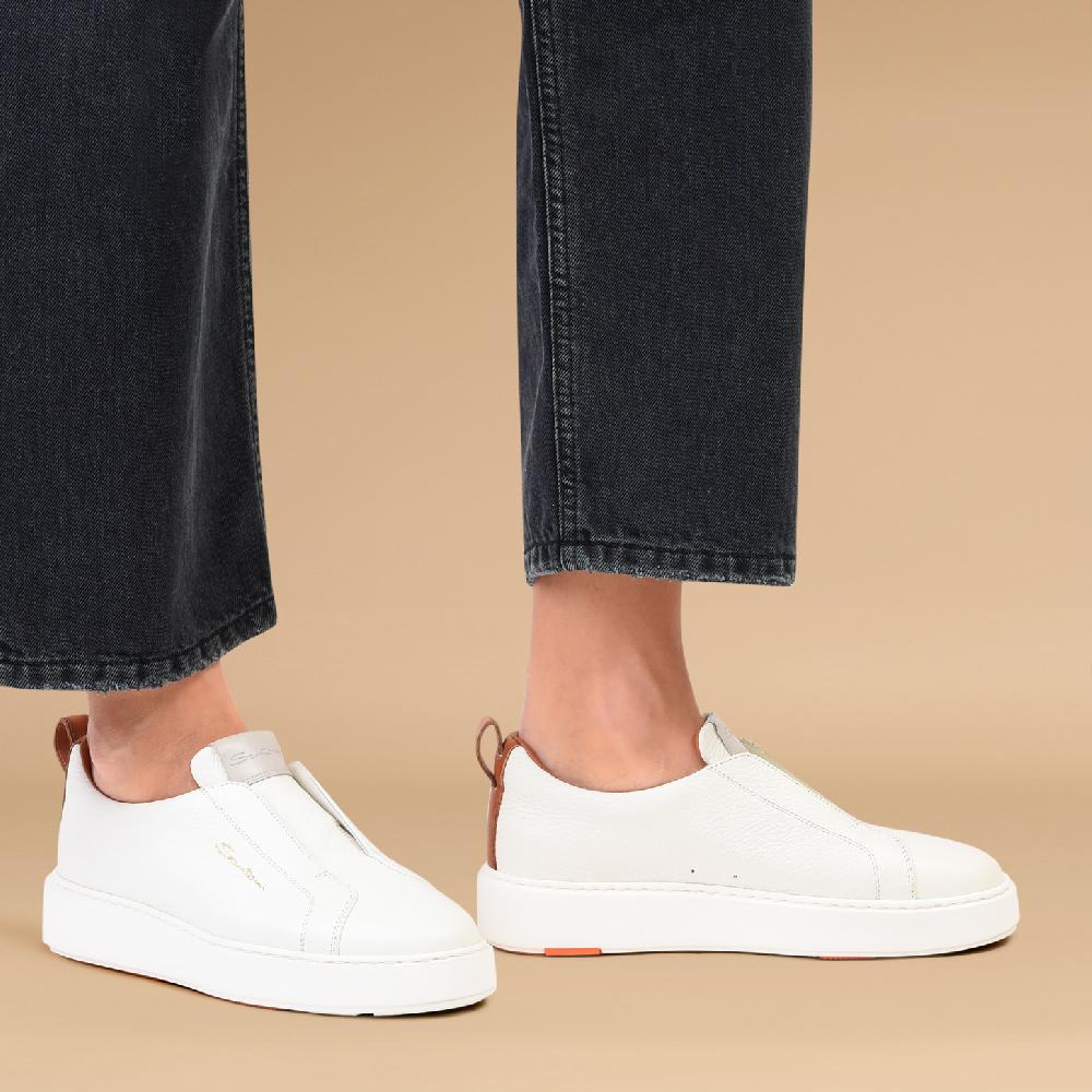 Santoni Sneaker slip-on da donna in pelle bottalata bianca 2025