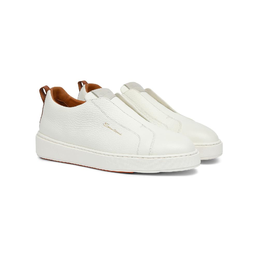Santoni Sneaker slip-on da donna in pelle bottalata bianca 2025