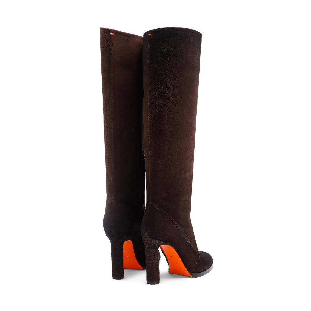 Santoni Stivale tacco alto da donna in suede testa di moro Italia
