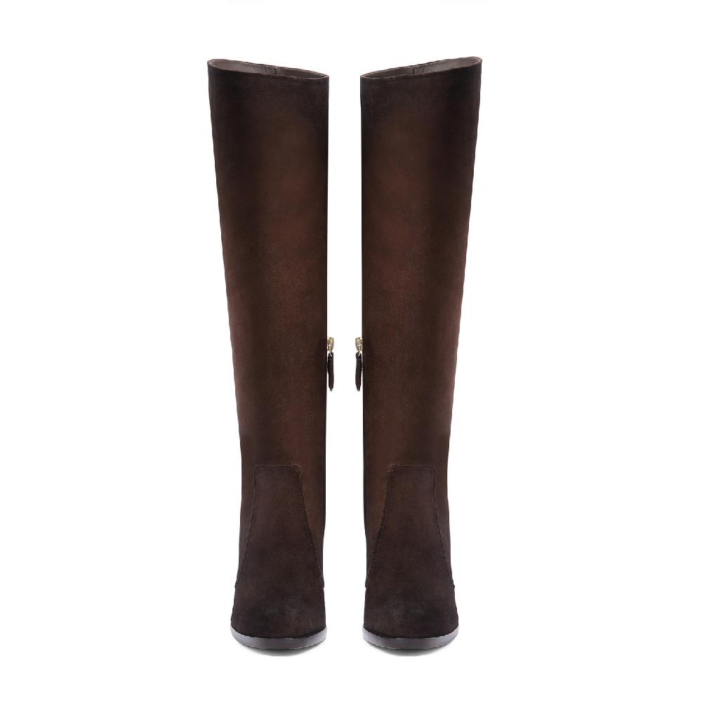 Santoni Stivale tacco alto da donna in suede testa di moro Italia