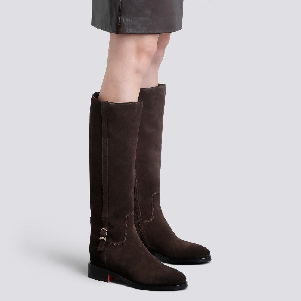 Santoni Stivale da donna in suede testa di moro 2025