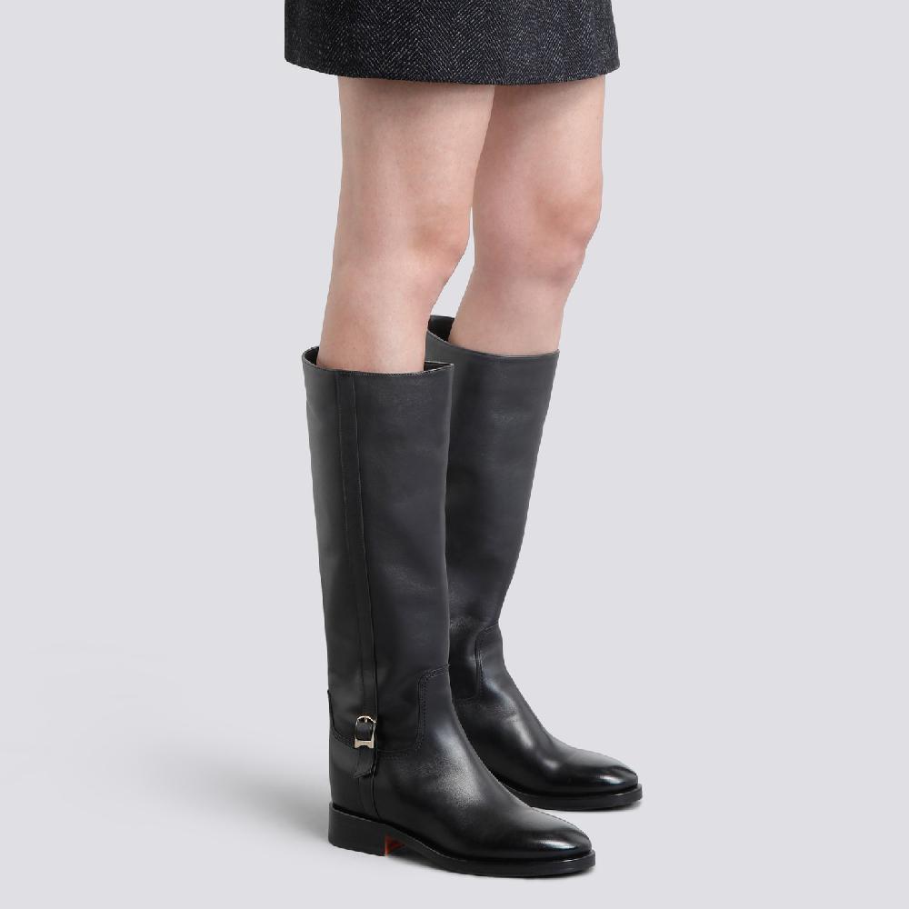 Santoni Stivale da donna in pelle nera In Linea