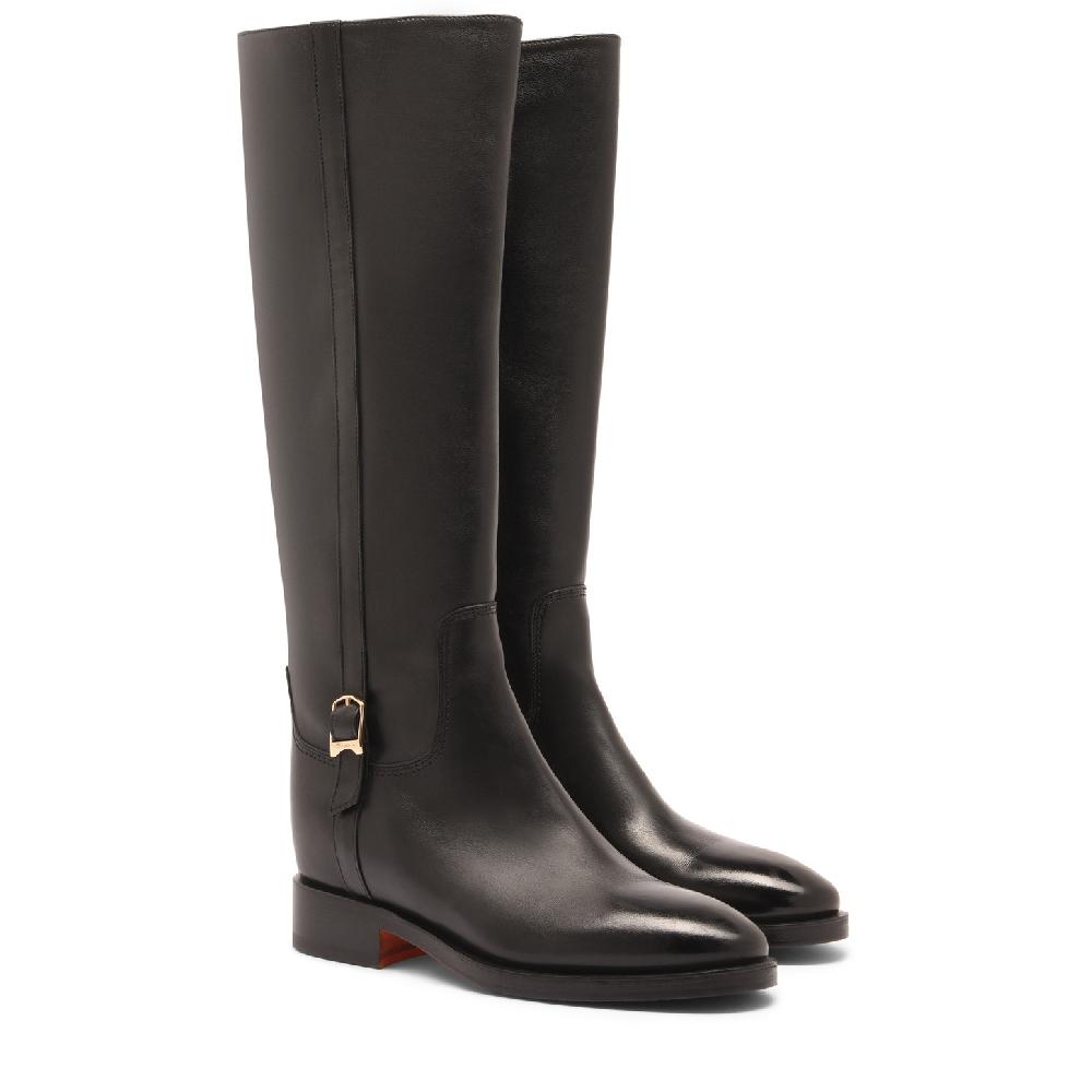 Santoni Stivale da donna in pelle nera In Linea