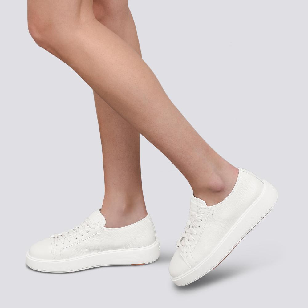 Santoni Sneaker da donna in pelle bottalata bianca Pezzi Unici
