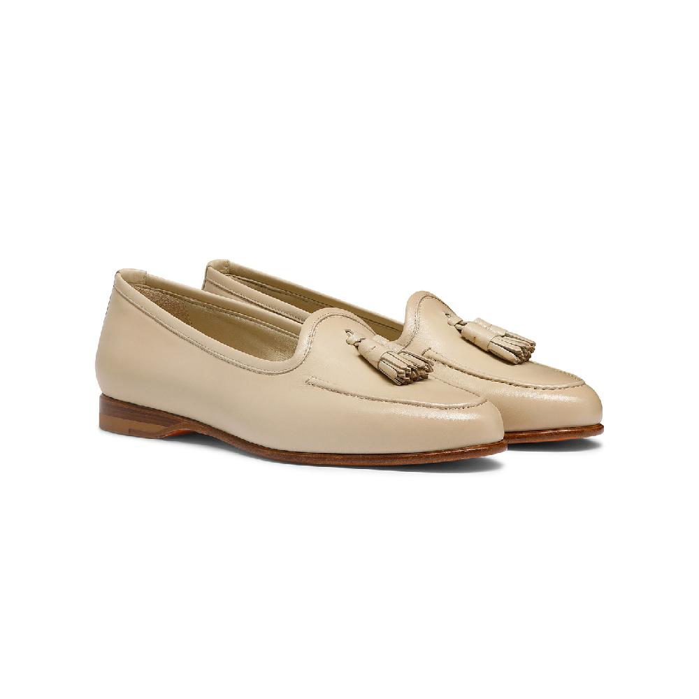 Santoni Mocassino Andrea con nappe da donna in pelle beige Qualità Garantita