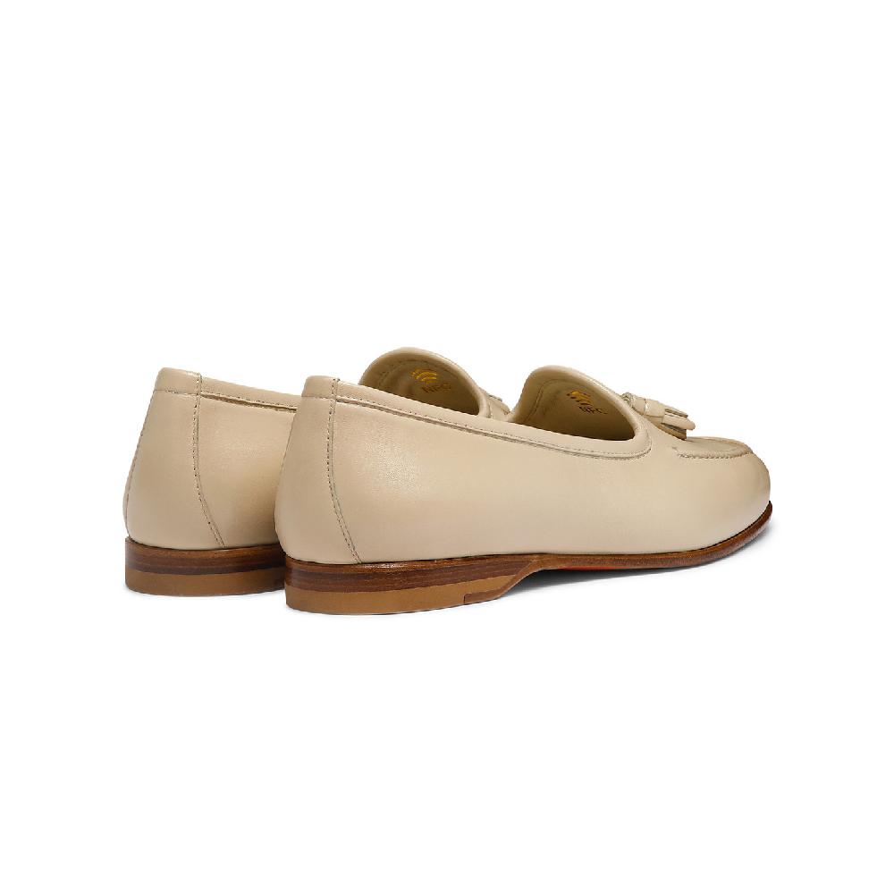 Santoni Mocassino Andrea con nappe da donna in pelle beige Qualità Garantita