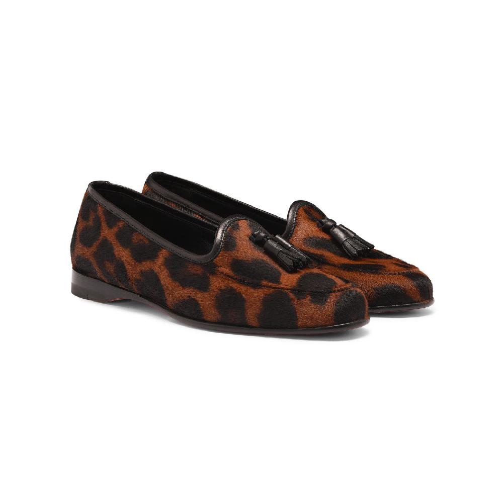 Santoni Mocassino Andrea con nappe da donna in cavallino animalier Consegna Veloce