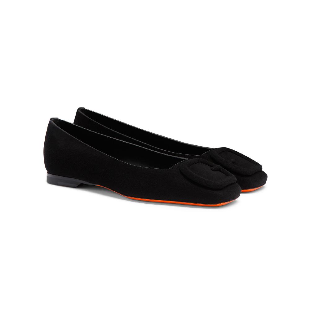 Santoni Ballerina da donna in suede nero Promozione Limitata