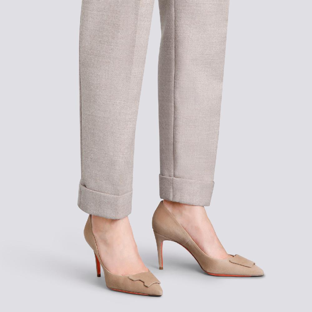 Santoni Décolletés tacco alto Santoni Sibille da donna in suede beige Sottocosto