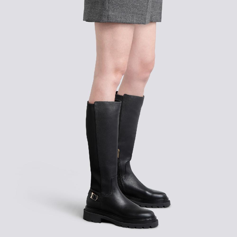 Santoni Stivale da donna in pelle nera Presa