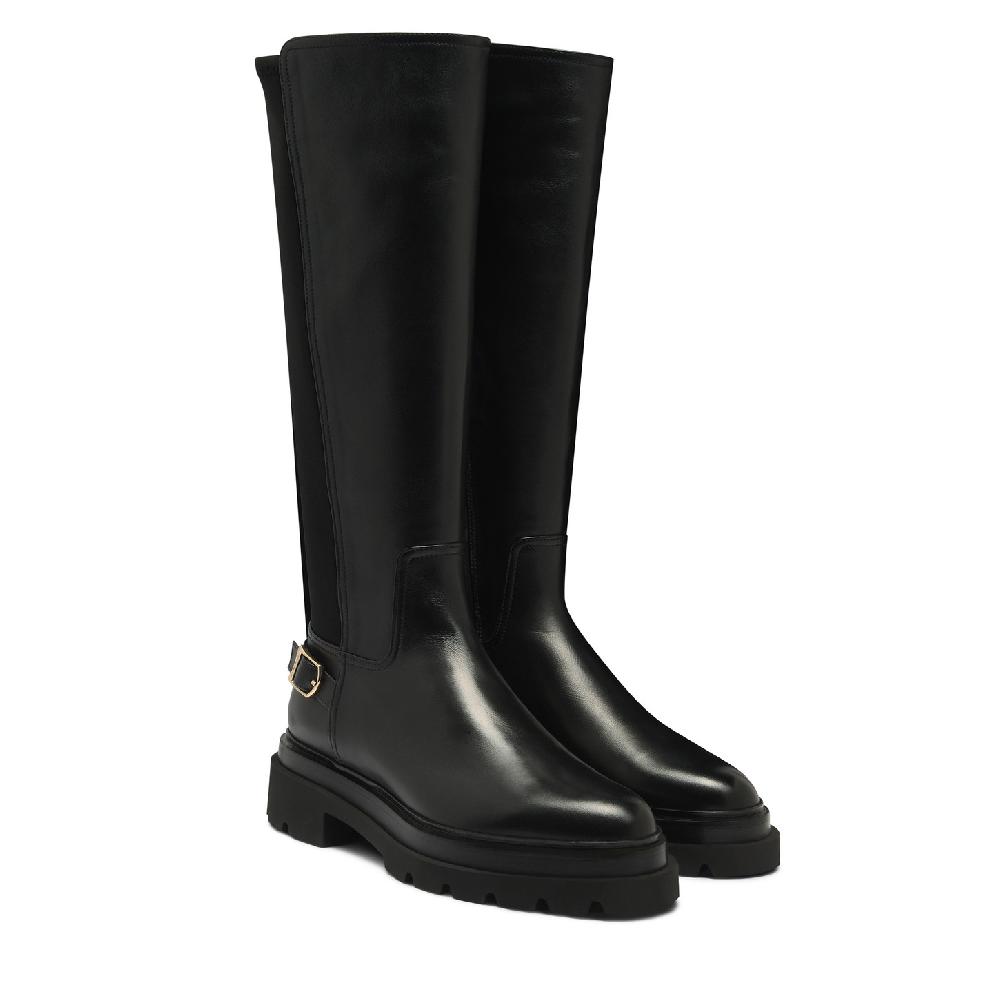 Santoni Stivale da donna in pelle nera Presa