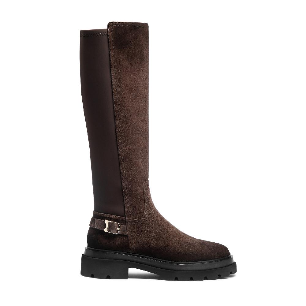 Santoni Stivale da donna in suede testa di moro