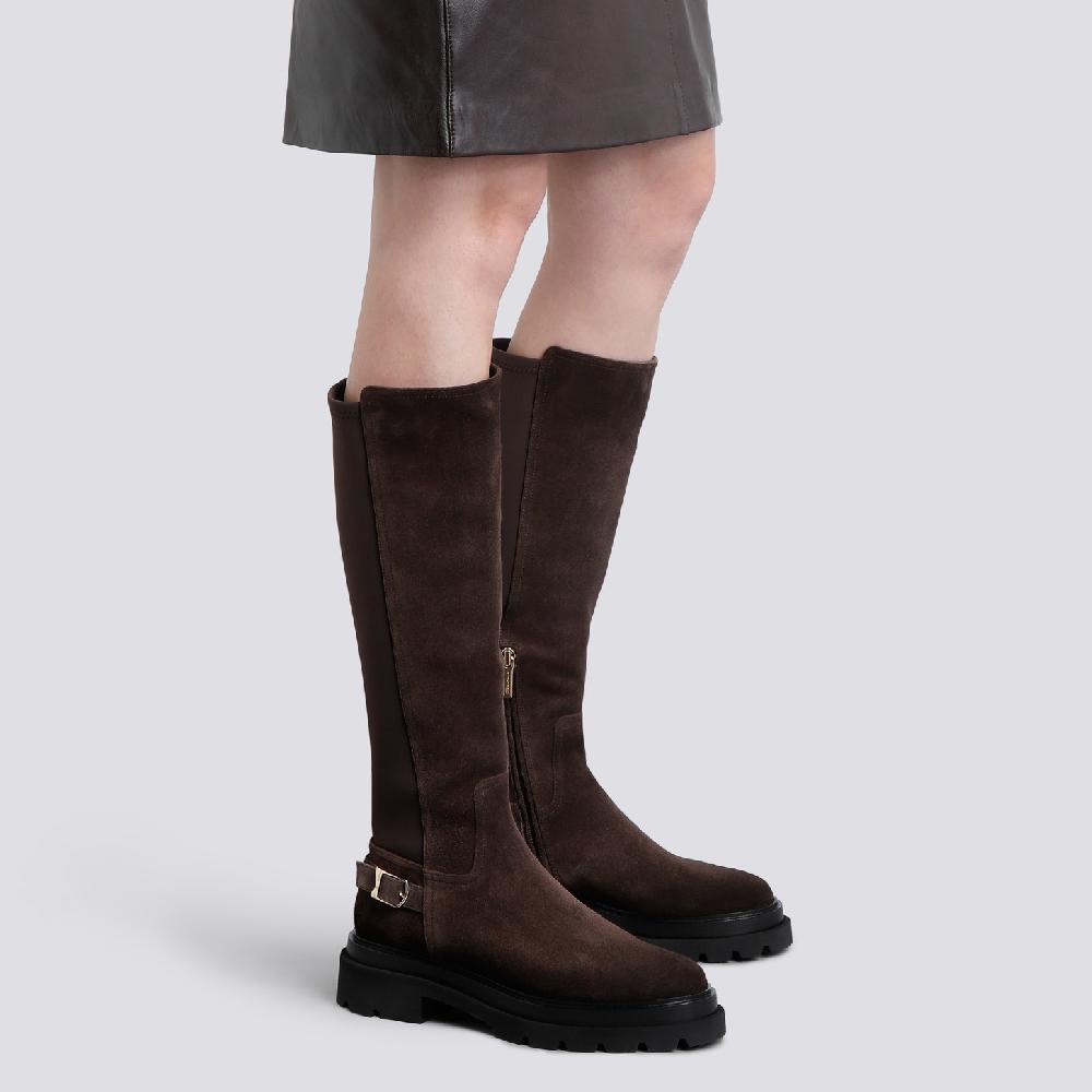 Santoni Stivale da donna in suede testa di moro Sconto