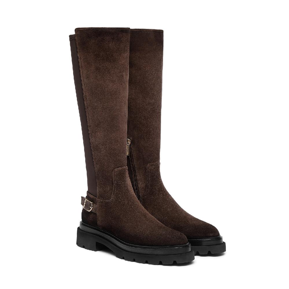 Santoni Stivale da donna in suede testa di moro Sconto