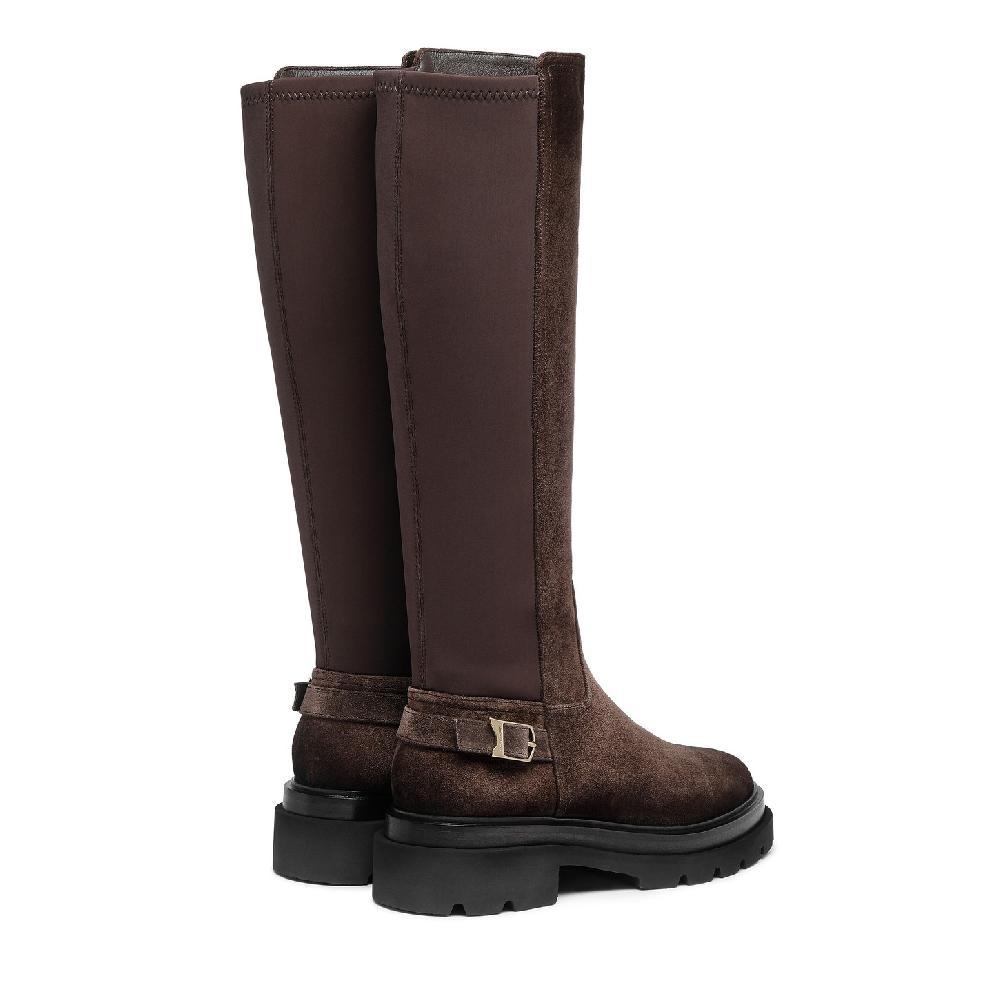 Santoni Stivale da donna in suede testa di moro Sconto