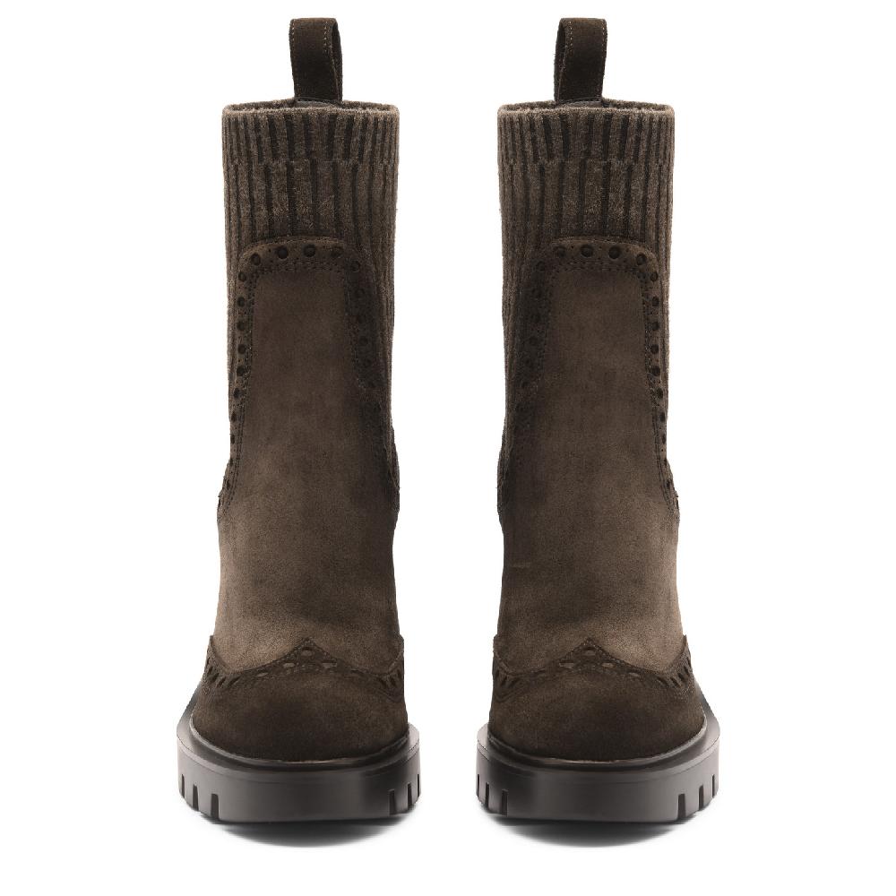 Santoni Stivaletto tacco alto da donna in suede testa di moro Offerta
