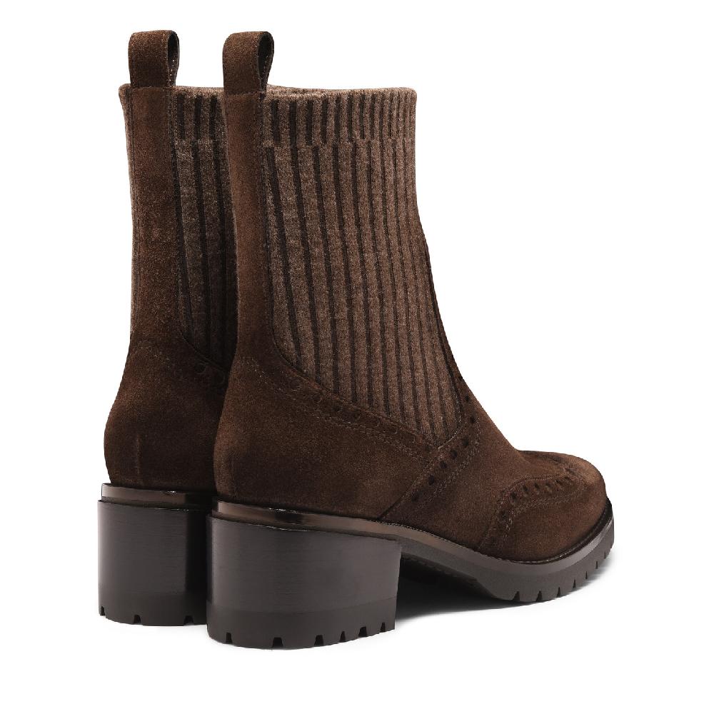 Santoni Stivaletto tacco basso da donna in suede testa di moro Economico