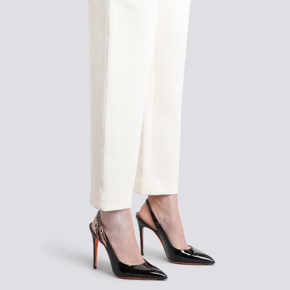 Santoni Slingback tacco alto da donna in vernice nera Online