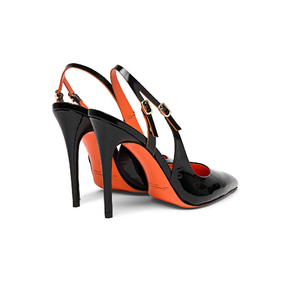 Santoni Slingback tacco alto da donna in vernice nera Online