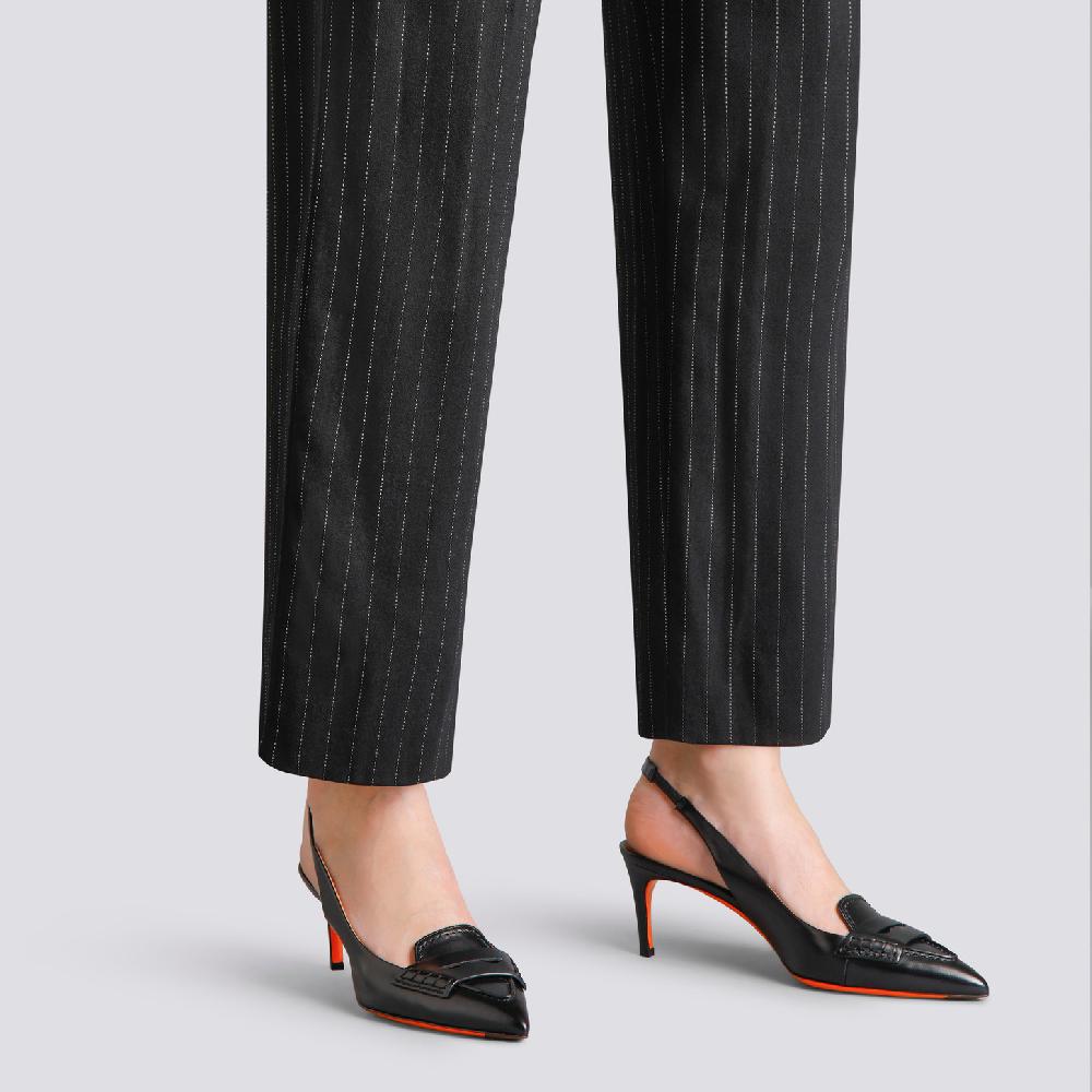 Santoni Décolletés tacco medio da donna in pelle nera In Vendita