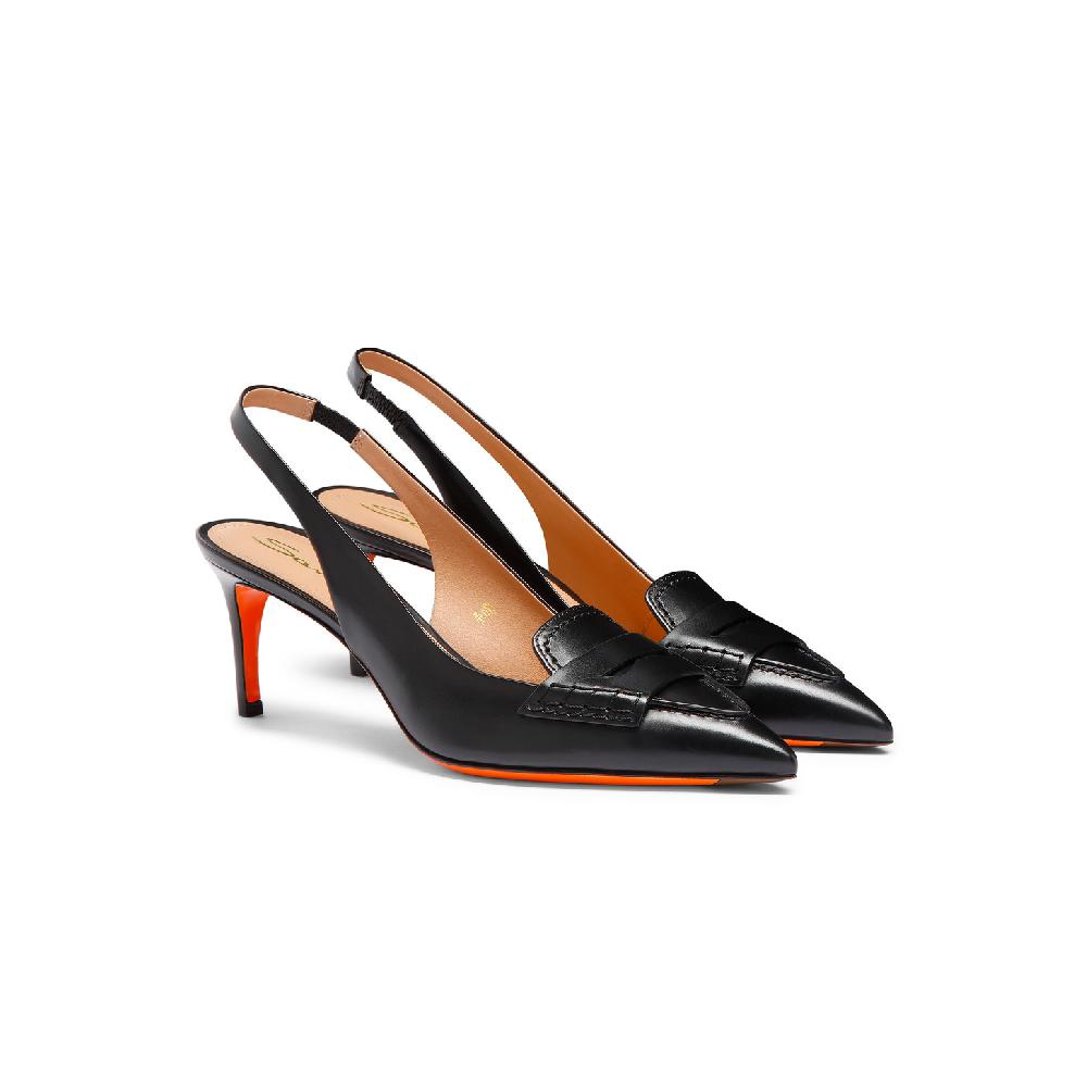 Santoni Décolletés tacco medio da donna in pelle nera In Vendita