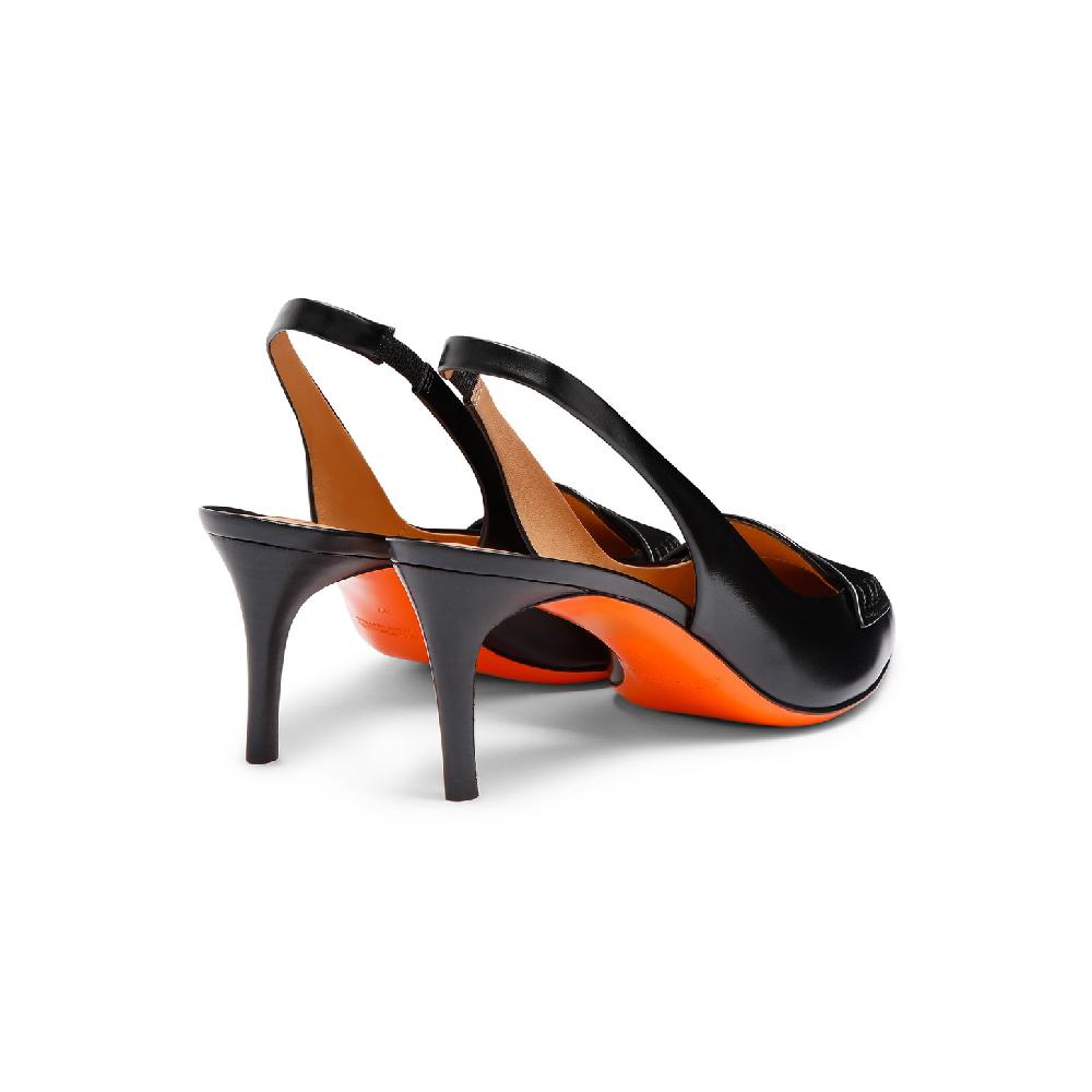 Santoni Décolletés tacco medio da donna in pelle nera In Vendita